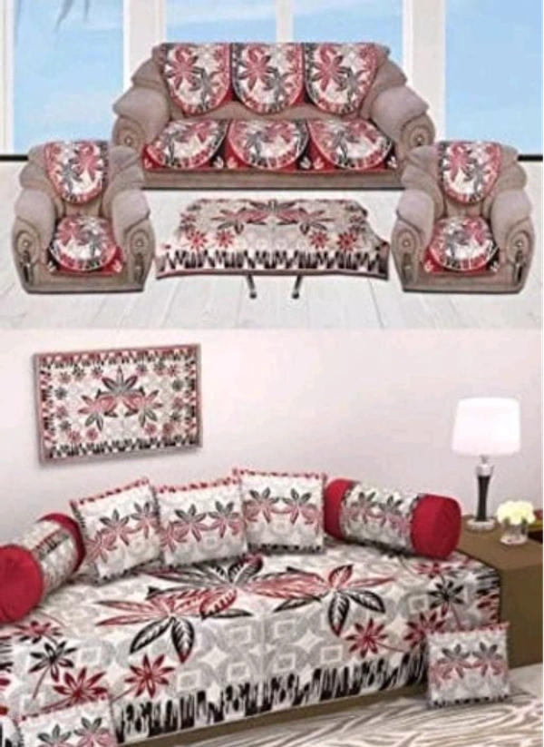 Combo Of Trendy Stylish Sofa Covers and Diwan Set with Table Cove - Free Size, Chenille, Multipack :1